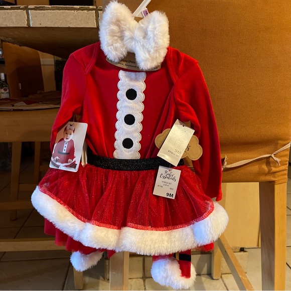 Baby Essentials Santa 4-Piece Bodysuit,tule,Leg Warmers & Headband Size 9 Months - Picture 5 of 17